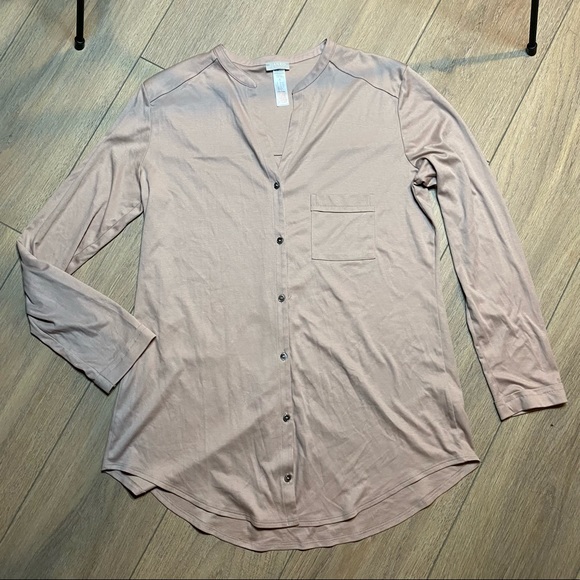 HANRO pink cotton Pure Essence pajama top S - Picture 2 of 12